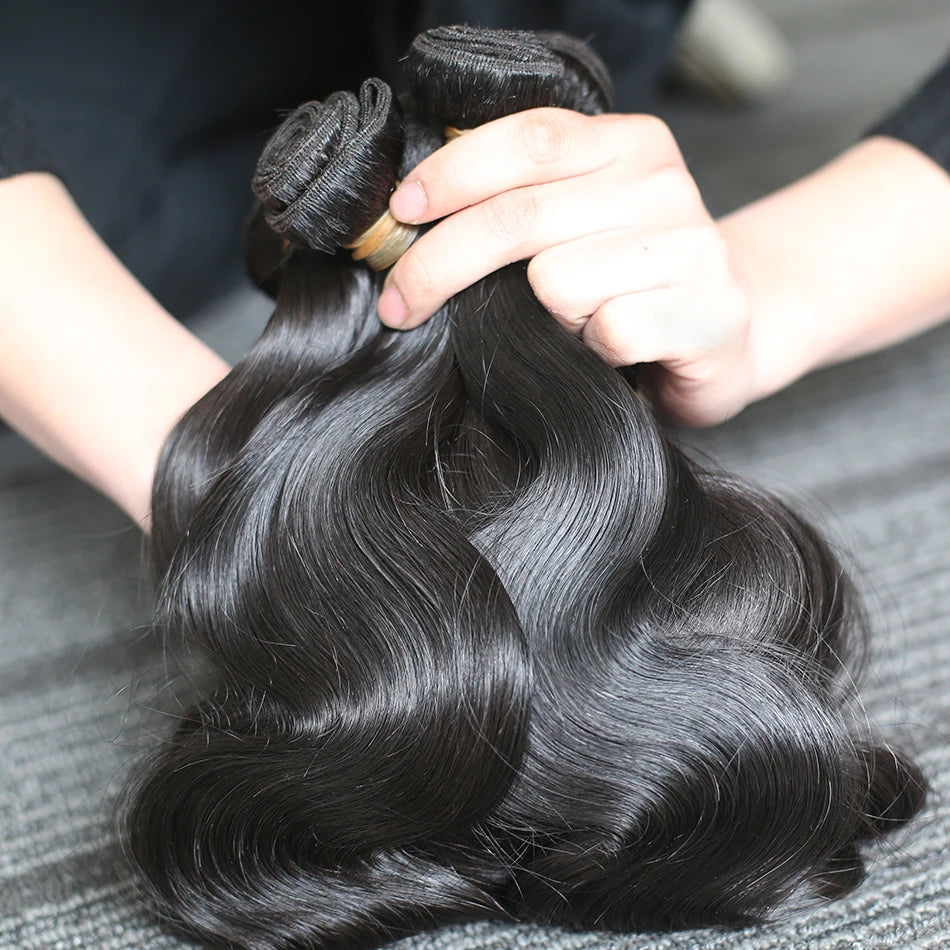 Rosabeauty 30 40 Inch Body Wave 3 4 Bundles Brazilian Remy 100% Unprocessed Human Hair Wavy Double Drawn Bundles Weave Extensions