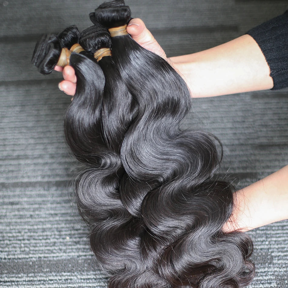 Rosabeauty 30 40 Inch Body Wave 3 4 Bundles Brazilian Remy 100% Unprocessed Human Hair Wavy Double Drawn Bundles Weave Extensions
