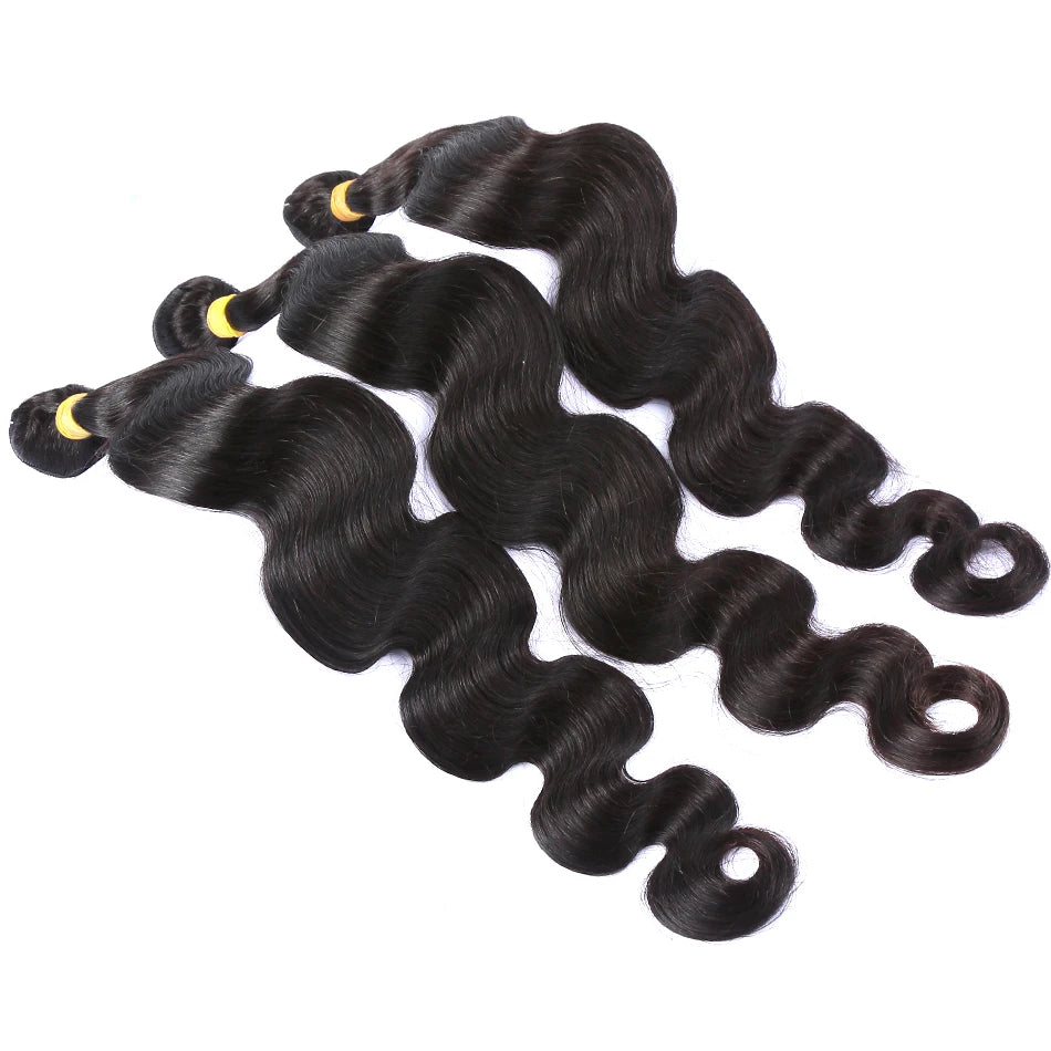 Rosabeauty 30 40 Inch Body Wave 3 4 Bundles Brazilian Remy 100% Unprocessed Human Hair Wavy Double Drawn Bundles Weave Extensions