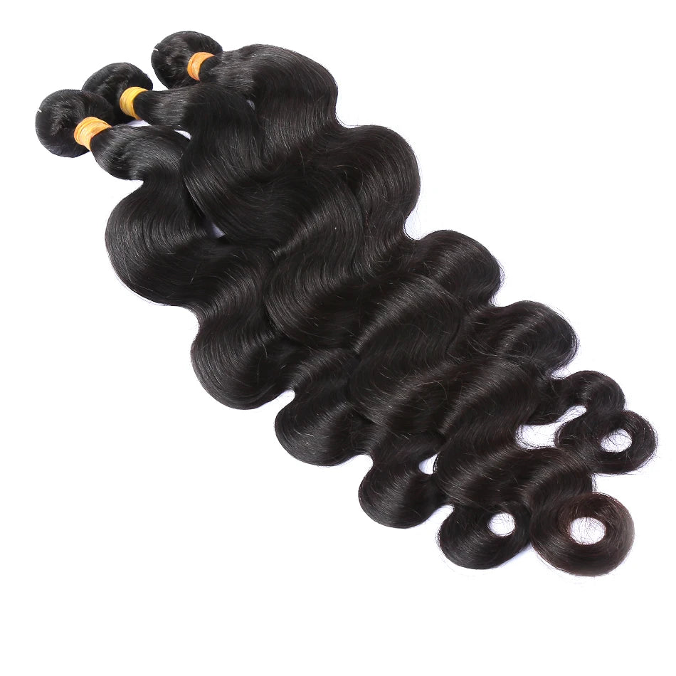 Rosabeauty 30 40 Inch Body Wave 3 4 Bundles Brazilian Remy 100% Unprocessed Human Hair Wavy Double Drawn Bundles Weave Extensions